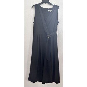 NWT Emma & Michele Wrap Jumpsuit Cropped Wide Leg Black Goth Witchy 14W‎ READ